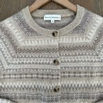 EUC White + Warren Warm Neutral Cashmere Fair Isle Cardigan Sweater Tan Cream M Size M Photo 2