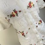 Northern Reflections Vintage  embroidered floral cottage white cardigan size M Photo 3