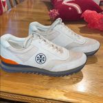 Tory Burch  Cream and Navy Sneakers Photo 14