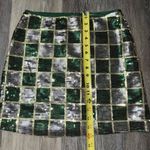 Judith March  Green & Silver Checked Print Sequined Mini Skirt - Size S Photo 2