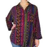 Gianna 1990s Rainbow Geometric Pattern Button Down Casual Blouse Small Photo 0