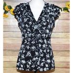Dress Barn Vintage 2 Piece Y2K Ladies M Black Floral Skirt & Top Ruffle Babydoll Photo 3