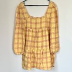 BP NWT  Yellow Plaid Long Sleeve Mini Dress - Size: Medium Photo 1