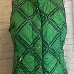 Crown & Ivy  Quilted Green And‎ Blue   Zipper Up Vest 2 Pockets Gold Accents Sz M Photo 0