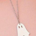 Cute Ghost Pendant Necklace For Halloween Alloy Neck For Ladies Gift Silver Photo 0
