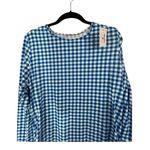 Draper James x Lands End Gingham Swim Rash Guard Shirt White Blue WOMENS SIZE XL Photo 2