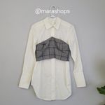 Sea New York Plaid Corset Button Down Shirt Gray Size XS Photo 3