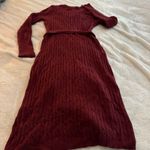 Merokeety Burgundy V-Neck Cable Knit Sweater Dress NWT Size L Photo 7