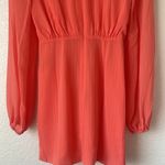 NBD Arijana Coral Orange Front Keyhole Long Sleeve Mini Dress Photo 8