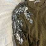 ZARA  | Embellished Beaded Top Green Silver Small Photo 1