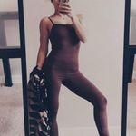 Girlfriend Collective  Jumpsuit Romper Spaghetti Strap Unitard Chocolate Brown XL Photo 3