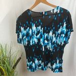 Derek Lam  Blue & Black Print Short Sleeve Tee T Shirt Top M Photo 2
