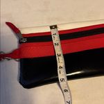 RED AND BLACK AND WHITE CLUTCH/WRISTLET SILVER HARDWARE BLACK PATENT LEATHER Photo 15