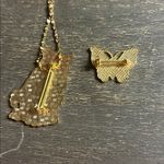 Colorful Owl Cloisonné Necklace / Brooch and Butterfly Pendant Set Red Photo 2