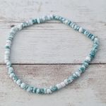 Thin Teal Tones & White Beaded Stretch Bracelet Green Photo 2