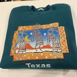 Vintage 90’s chunky aqua Southwest design Texas sweatshirt Blue Size L Photo 9