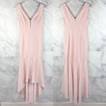 Karl Lagerfeld Pearl Crepe Sleeveless High Low Midi Maxi Gown Dress Pink 0 XS Photo 5