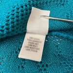 St. John Turquoise Blue Jacquard Knit Pointelle Peplum Top Photo 4