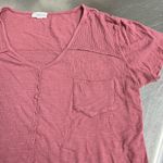 Eyeshadow  Dusty Rose Ribbed V-Neck Short Sleeve Top - Size Large - VGUC Photo 2