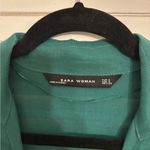 ZARA DUCK GREEN MIDI DRESS WITH FRONT TIE Size Small Photo 3