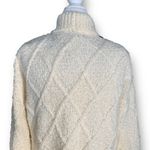 Vintage 80s Cream Boucle Shawl Collar Oversized Diamond Knit Duster Cardigan Size M Photo 4