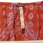 Free People Red and Pink Patterned Blouse Photo 2