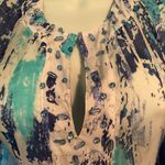 Soft Surroundings  SILK Blue Water~Color Tunic Swim Cover ~Up Sz. 3X Beading Photo 2