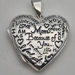 LA Jewelry Sterling Silver Mom Heart Locket Photo 0