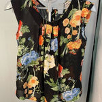 Twine & String  size medium, black floral sleeveless blouse‎ Photo 0