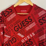 Guess  womens red crewneck all over logo pullover size L Photo 1