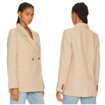 ANINE BING ππ Tweed Double Breasted Fishbone Blazer ~ Tan & Cream Medium Photo 6