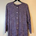 Bryn Walker Vintage Dress Purple Midi Button Front Jacquard Dress Tie Sz M GUC Photo 1
