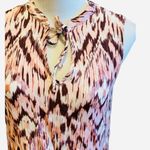 Evereve Pink Brown Printed Blouse Top Lightweight Animal Print M Photo 2