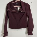 Girls Junior 7th Ave Suiting Ny & Co Burgandy Zip Up Cropped Jacket Size 0 NWT Red Photo 0