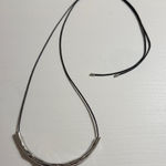 Vintage Silver Necklace with Black Cord Reversible Bolo tye Photo 0