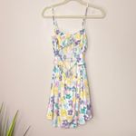 Blue Blush NEW NWT  Floral Print Mini Dress SZ Small Smocked Back‎ Flirty Cutaway Photo 4