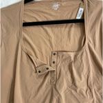SKIMS NWT  3/4 Button Down Henley Short Sleeve Crop Top Ochre Color Size 4X Photo 5