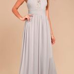 Lulus Cherish the Night Grey Lace Maxi Dress Women’s Size Small Photo 0