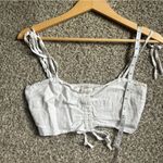 Aulieude White Tie Strap Linen Crop Top Bridal Bachelorette Summer Vacation 8 Photo 7