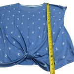 IZOD NEW  Blue and White Cacti Printed Tie Front Blouse Novelty Coastal Comfort L Photo 11