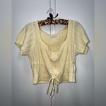 Urban Outfitters  Holly Button Front Cream Sweater Short Sleeve Knit Top Large Photo 2