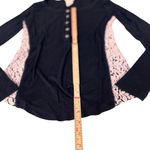Andrea Jovine Black Long Sleeve Henley Top Contrast White Rose Lace Panels Sz S Photo 8