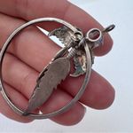 Vintage Sterling Silver Rhinestone Earrings & Pendant Set Open Work Leaf Photo 4