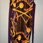 Elegant Purple and Black Chain Print Dress Size L Photo 1