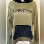 Bebe Women’s olive green Black velvet Sweatshirt Hoodie Photo 1