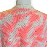 Vintage Hand Knit Chunky Knit Poncho Cape White Light Pastel Pink Zig Zag Stripe Photo 7