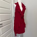 Halter Red Ruffle Mini Dress Sz Lg Photo 4