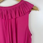 Ramy Brook  Pink Mini Dress‎ Large Ruffle Neck Smocked Waist Lightweight Resort Photo 2