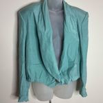 Diane Gilman  100% Silk Blue Blazer one button size large vintage 90s Photo 1