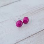 Vintage Stud Earrings Dark Pink Photo 2